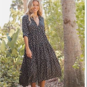 XS Natural Life Rebecca Dress in black cream roses